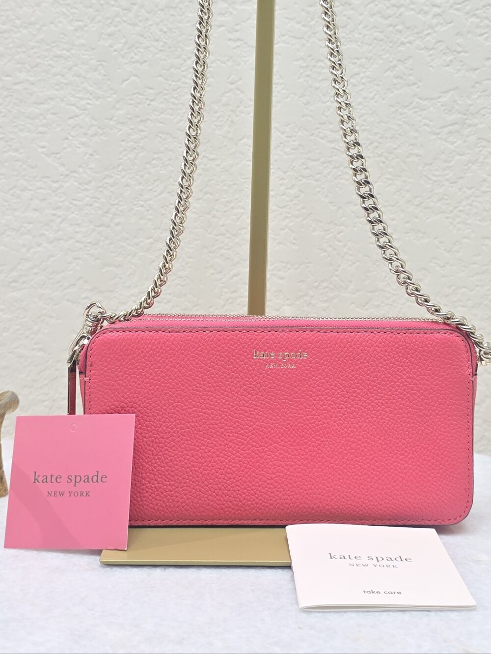 Kate Spade Margaux Double Zip Mini Crossbody Peach Melba Pink Leather